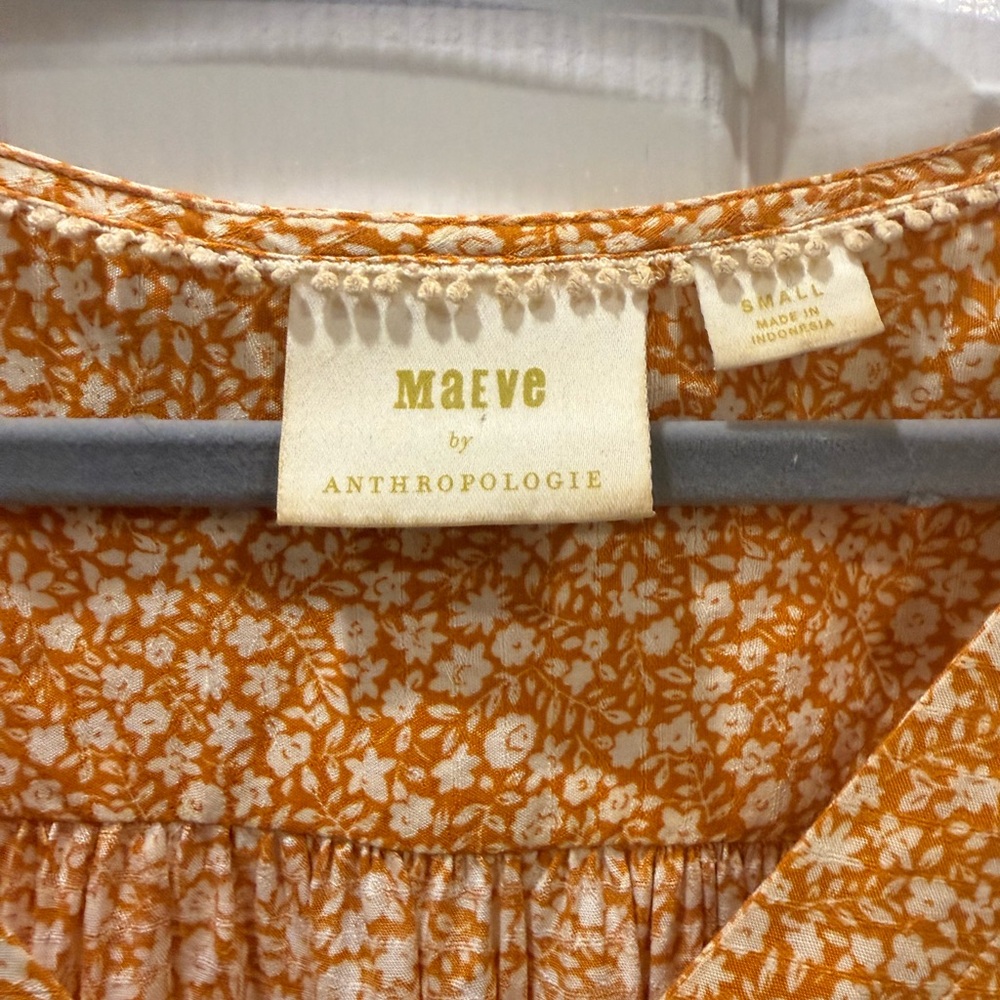 Maeve by Anthropologie Orange Floral Blouse